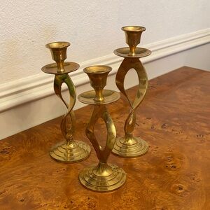 Brass Candle Holders Set of Three